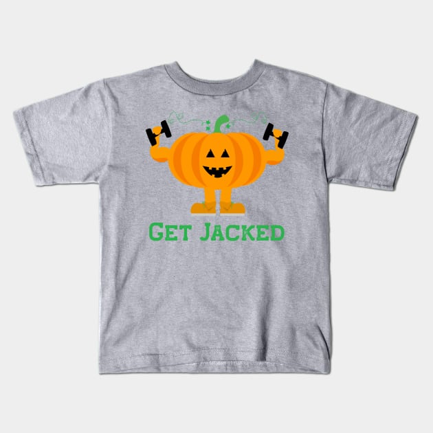 Get Jacked Halloween Gym Kids T-Shirt by Punderstandable